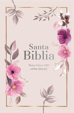 Image of BIBLIA RVR 1960 LETRA GRANDE TAMANO MANUAL SIMIL PIEL FLORES ROSADA
