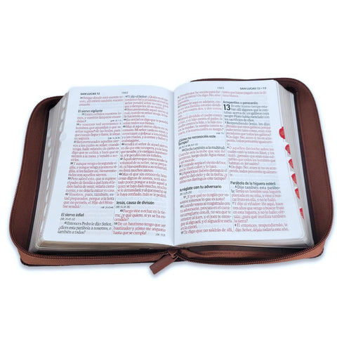 Image of Biblia RVR 1960 Compacta Tricolor Marrón Ichtus Símil Piel con Índice y Cierre