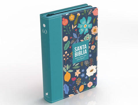 Image of BIBLIA RVR 1960 LETRA GIGANTE 14 PUNTOS SIMIL PIEL VERDE TURQUESA CON CIERRE E INDICE