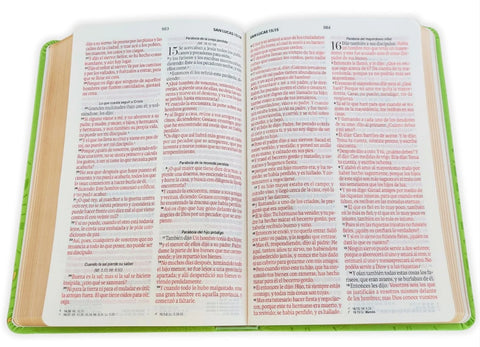 Image of Biblia RVR 1960 Tamaño Manual Letra Grande 12 pt SÍmil Piel Rosa Azul con Cierre e Índice Bitono