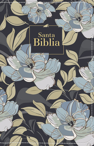 Image of BIBLIA RVR 1960 LETRA GRANDE TAMANO MANUAL SIMIL PIEL FLORES AZUL OSCURO