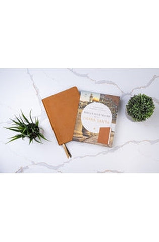 Image of Biblia RVR 1960 Ilustrada de la Tierra Santa Marrón Símil Piel con Índice