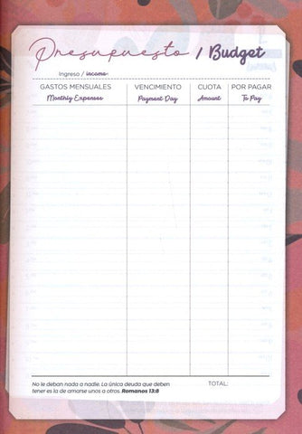 Image of 2025 Agenda: Mujer: Acuarela Jardín
