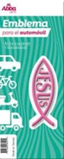 Image of EMBLEMA PARA AUTO 8 CM ICTHUS CON JESUS. ROSA