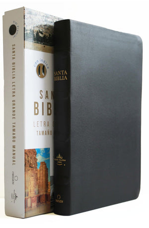 Biblia RVR 1960 Letra Grande Tamaño Manual Negro Piel con Índice