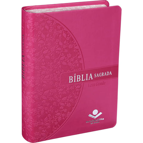 Image of BIBLIA EM PORTUGUES RA045LG TAPA IMITACION CUERO ROSA OSCURO CANTO FLORALES