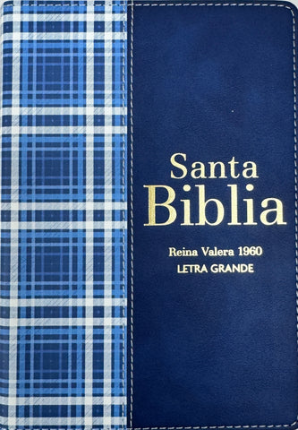 Image of Biblia RVR 1960 Compacta Símil Piel Cuadros Azul Oscuro