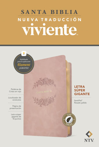 Image of BIBLIA NTV LETRA SUPER GIGANTE FILAMENT SIMIL PIEL ROSADO PALIDO INDICE