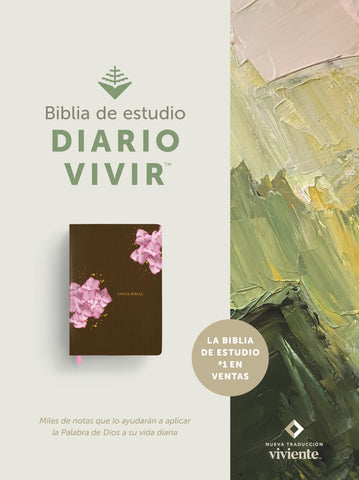 Image of BIBLIA NTV DE ESTUDIO DEL DIARIO VIVIR SIMIL PIEL CAFE ROSA LETRA ROJA