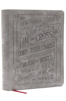 Image of NKJV, Journal Reference Edition Bible, Verse Art Cover Collection, Leathersoft, Gray, Red Letter, Comfort Print: Let Scripture Explain Scripture. Reflect on What You Learn.