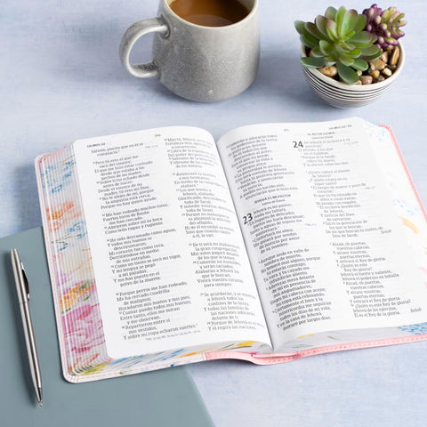 Image of Biblia RVR 1960 Letra Grande Tamaño Manual Edición Especial Rosa Pastel Símil Piel