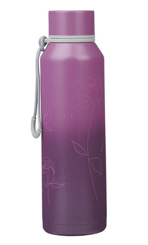 Image of Botella de Agua de Acero Inoxidable Flor de Ciruela Confía en el Señor Prov. 3:5