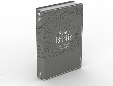Image of BIBLIA RVR 1960 LETRA GRANDE TAMANO MANUAL SIMIL PIEL FLORES GRIS