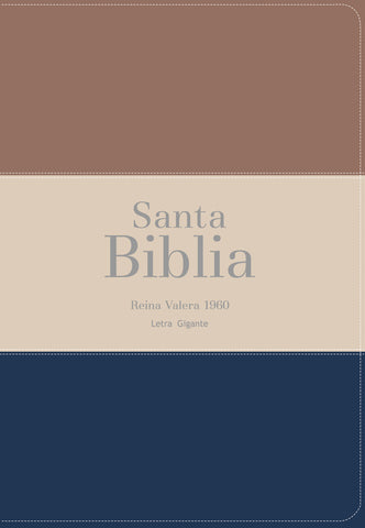 Image of BIBLIA RVR 1960 LETRA GIGANTE 14 PUNTOS SIMIL PIEL TRICOLOR MARRON BEIGE AZUL
