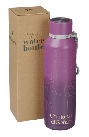 Image of Botella de Agua de Acero Inoxidable Flor de Ciruela Confía en el Señor Prov. 3:5