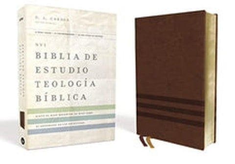Image of Biblia NVI de Estudio Teología Bíblica Piel Café Interior a Cuatro Colores
