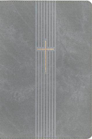 Image of Biblia NTV Referencia Central Letra Grande con Filament Símil Piel Cierre Gris Letra Roja