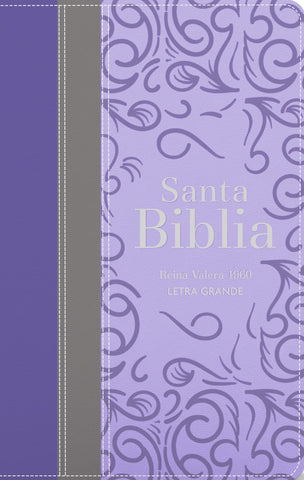 Image of BIBLIA RVR 1960 LETRA GRANDE TAMANO MANUAL TRICOLOR PURPURA GRIS LILA CON CIERRE E INDICE