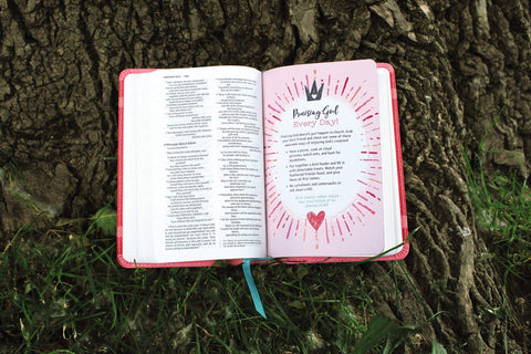 Image of NIV, Girls' Ultimate Backpack Bible, Faithgirlz Edition, Compact, Flexcover, Coral, Red Letter, Comfort Print