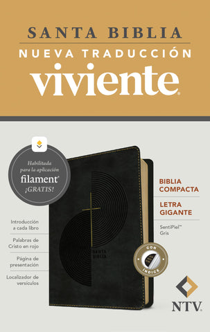 Image of Biblia NTV Compacta Letra Gigante con Filament Símil Piel Gris Índice Letra Roja