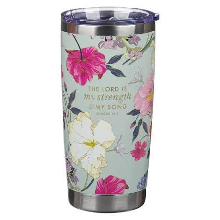 Image of My Strength and My Song Stainless Steel Travel Tumbler - Exodus 15:2