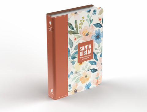 Image of BIBLIA RVR 1960 LETRA GIGANTE 14 PUNTOS SIMIL PIEL FLORES TERRACOTA