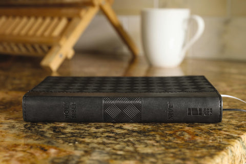 Image of NIV, Thinline Bible, Compact, Leathersoft, Black/Gray, Red Letter, Comfort Print