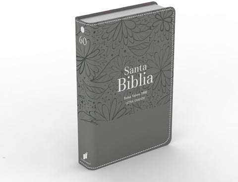 Image of BIBLIA RVR 1960 LETRA GRANDE TAMANO MANUAL SIMIL PIEL FLORES GRIS