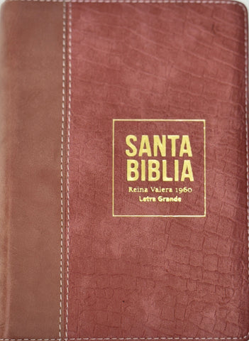 Image of Biblia RVR 1960 Compacta Letra Grande 11 puntos Símil Piel Piel Rosa Oscuro con Cierre y Índice