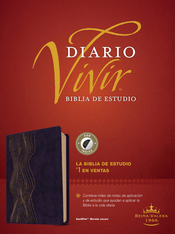 Image of Biblia RVR 1960 de Estudio del Diario Vivir Símil Piel Morado Oscuro Índice Letra Roja