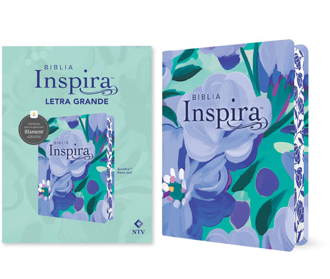 Image of Biblia NTV Inspira Letra Grande con Filament Símil Piel Ramo azul