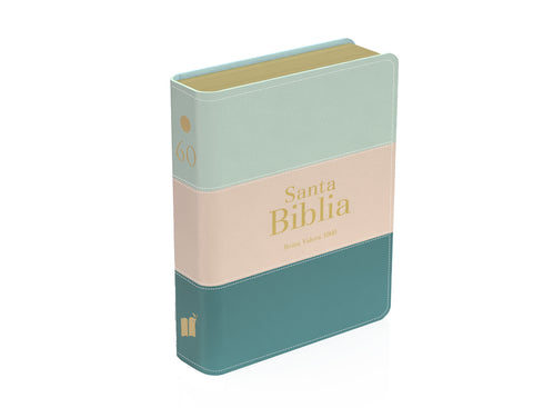 Image of BIBLIA RVR 1960 BOLSILLO SIMIL PIEL TRICOLOR CREMA VERDE AGUA ESMERALDA