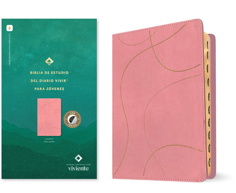 Image of Biblia NTV de Estudio Diario Vivir para Jóvenes Rosa Pastel Símil Piel con Índice