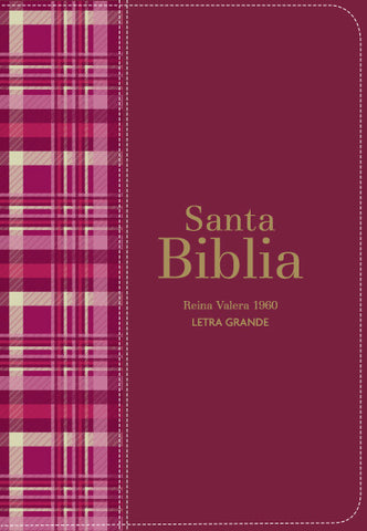 Image of BIBLIA RVR 1960 COMPACTA LETRA GRANDE 11 PUNTOS SIMIL PIEL CUADROS FUCSIA OSCURO CON CIERRE E INDICE