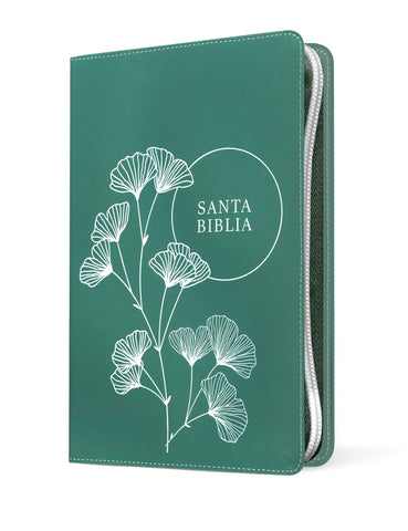 Image of Biblia NTV Referencia Central Letra Grande con Filament Símil Piel Cierre Design 4 TBD Verde Índice Letra Roja