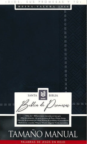 Image of Biblia RVR 1960 de Promesas Tamaño Manual Negro Imitación Piel con Índice y Cierre