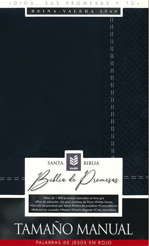 Image of Biblia RVR 1960 de Promesas Tamaño Manual Negro Imitación Piel con Índice y Cierre