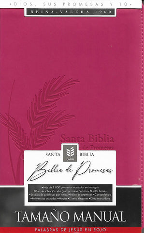 Image of Biblia RVR 1960 Promesas Letra Grande Tamaño Manual Rosada Cierre con Índice