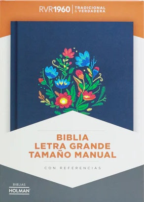 Image of Biblia RVR 1960 Letra Grande Tamaño Manual Bordado Sobre Tela con Índice