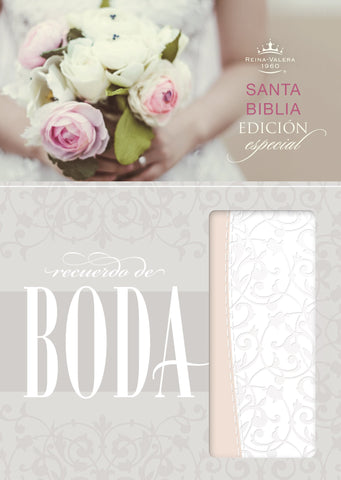 Image of Biblia RVR 1960 de Boda Símil Piel Filgrana Blanca Rosado Palo