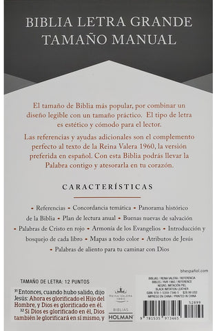 Image of Biblia RVR 1960 Letra Grande Tamaño Manual Piel Fabricada Negro