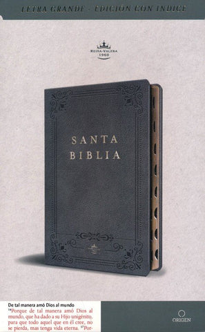 Image of Biblia RVR 1960 Letra Grande Tamaño Manual Grís Símil Piel con Índice