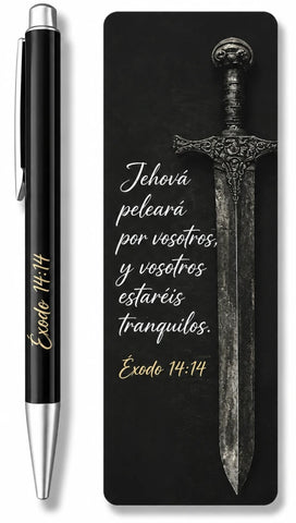 Image of Pack Bolígrafo con Marcador de Libro. Jehová Peleará
