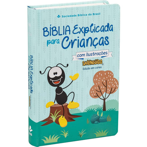Image of Bíblia Em Portugués NTHL Explicada para Crianças com ilustrações Smilinguido Capa Dura Azul