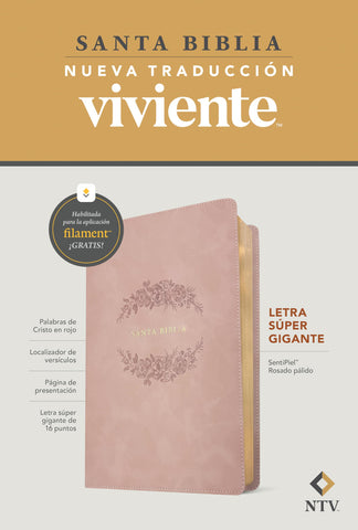Image of BIBLIA NTV LETRA SUPER GIGANTE FILAMENT SIMIL PIEL ROSADO PALIDO