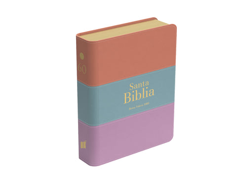 Image of BIBLIA RVR 1960 BOLSILLO SIMIL PIEL TRICOLOR PALO ROSA CELESTE LILA