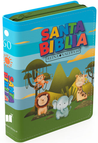 Image of Biblia RVR 1960 Bolsillo para Niños Animales Vinilo con Cierre