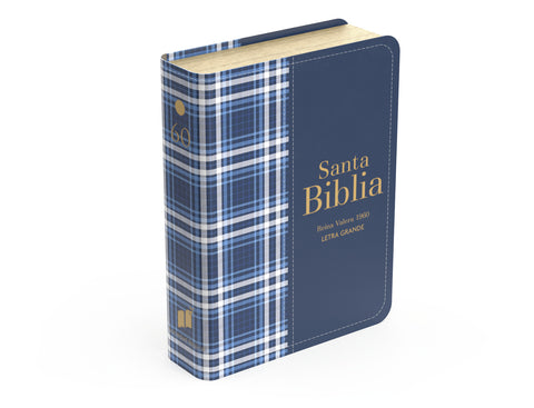 Image of Biblia RVR 1960 Compacta Símil Piel Cuadros Azul Oscuro
