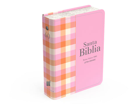 Image of Biblia RVR 1960 Compacta Símil Piel Cuadros Rosa