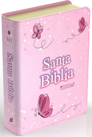 Image of Biblia RVR 1960 Compacta Símil Piel Juvenil Mariposa Rosada